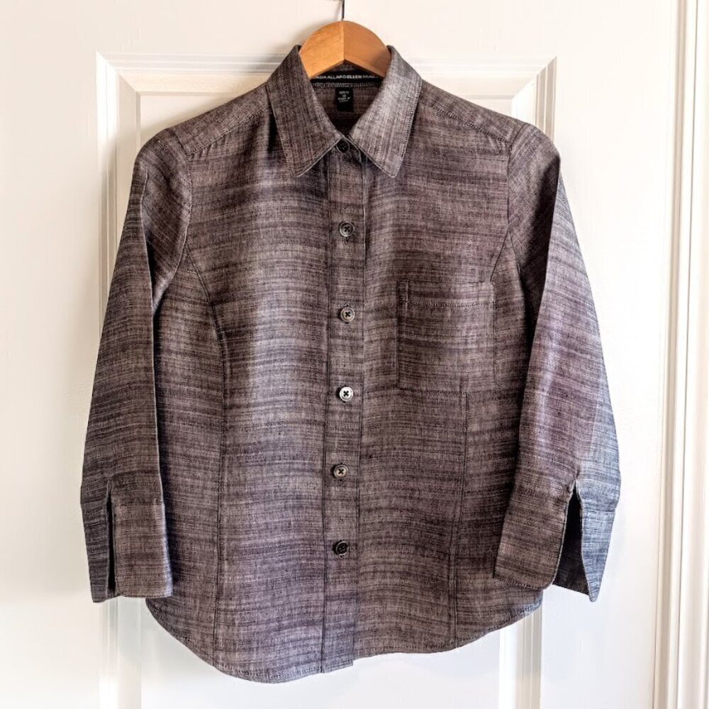 Linda Allard Ellen Tracy Petite Grey Silk Linen Jacket